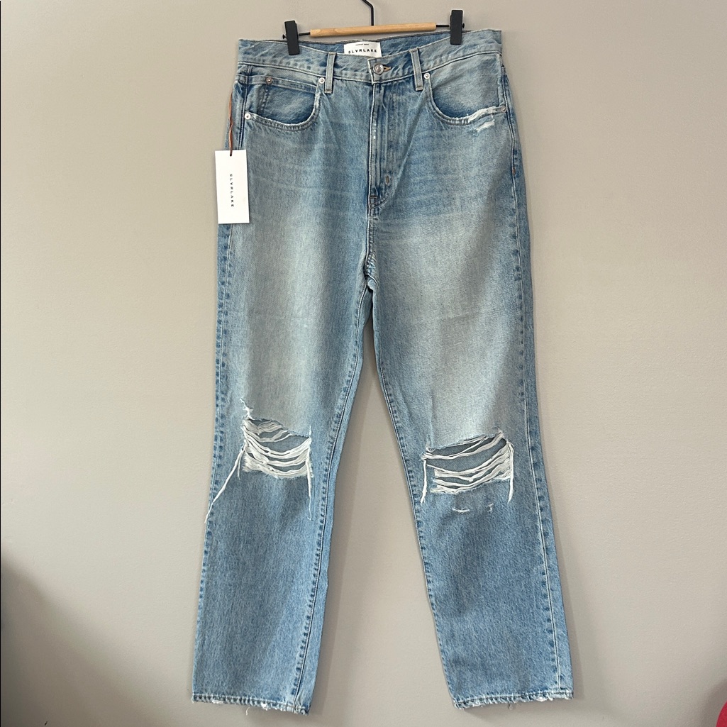Slvrlake London Straight Leg Jeans Size 32 Long Time Coming Wash Blue